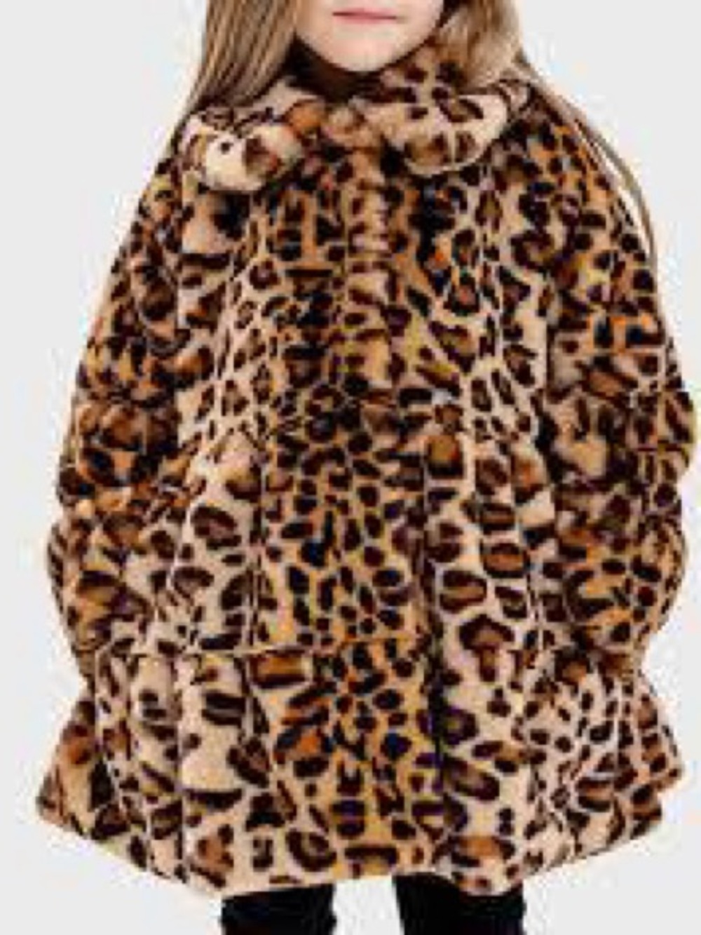 Donna Salyers Fabulous Furs Girls Leopard Faux Fur Swing Coat XS